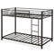 Twin Over Twin Metal Bunk Bed, Low Profile, Safe, No Box-Spring